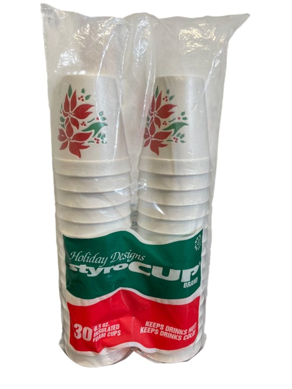 Vintage '90's Styrofoam Christmas Cups - 8.5oz - New - Retro Holiday Party!